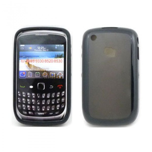 Wholesale Blackberry Curve 8520 9300 Gummy Hybrid Case (Black)